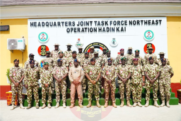 Air Vice Marshal Michael Ekwueme, the Air Officer Commanding Tactical Air Command (AOC TAC), conducted a high-level operational visit to the Theatre Headquarters of Operation Hadin Kai on Friday, January 30, 2026. During the visit to Maimalari Military Cantonment, AVM Ekwueme assured the Theatre Commander, Major General Abdulsalam Abubakar, of a decisive surge in air support to bolster the ongoing counter-insurgency efforts in the North East.