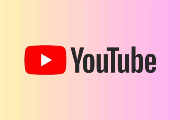 YouTube logo on a pastel background during global outage.